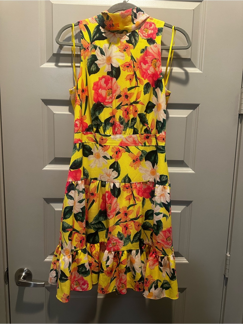 Eliza J Yellow Floral Tiered Sleeveless Dress